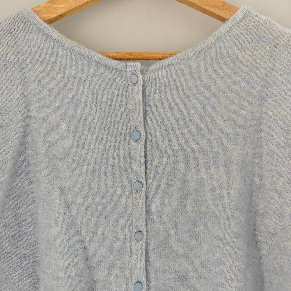 SEZANE Paco Jumper Sky Blue Mohair Merino Reversible Short Sleeve Sweater S - Picture 4 of 5